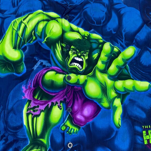 Vintage The Incredible Hulk Shirt Men's Small Button Up Down 2002 Marvel Comics - Picture 3 of 10
